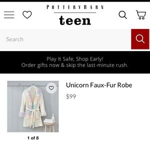 Pottery Barn Teen unicorn Faux-Fur Robe